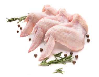 Raw chicken legs on white background clipart