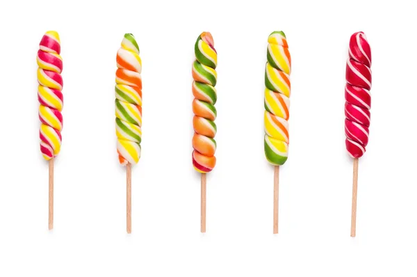 Set of twisted lollipops, isolated on white — Stock Photo, Image