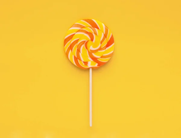 Yellow Caramel Lollipop Symbol Summer Sweet Life Top View — Stock Photo, Image