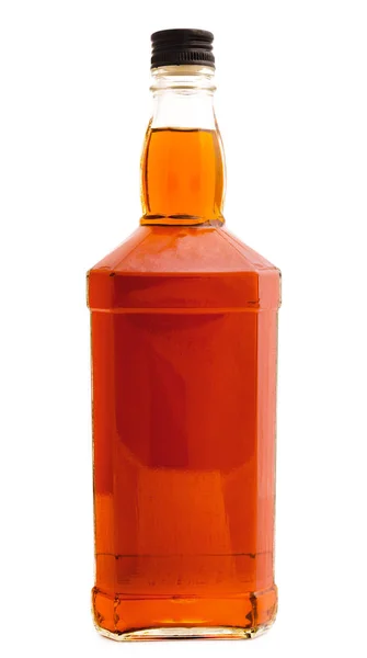 Full whiskey bottle isolated on white background — Stock Photo, Image