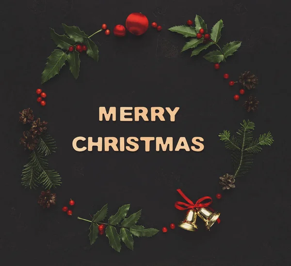 Veselé vánoční pozdrav, dekorace pozadí — Stock fotografie