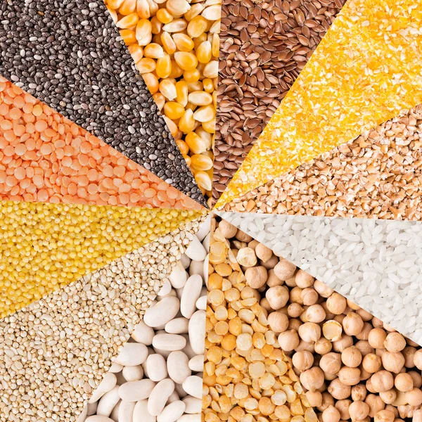 Colorful mix from different beans, legumes, peas, lentils — Stock Photo, Image