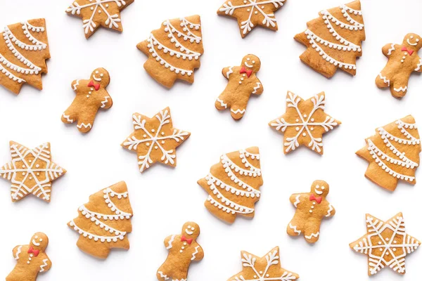 Set kerst gingerbreads geïsoleerd op wit — Stockfoto