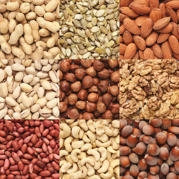 Collection of various healthy nuts, top view — Stock Photo, Image