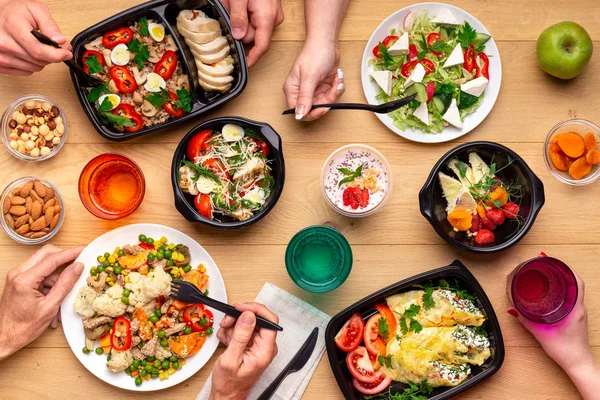 Hälsosam lunch tid koncept, ovanifrån — Stockfoto