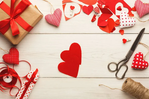 Valentine dag handgemaakte scrapbooking achtergrond — Stockfoto