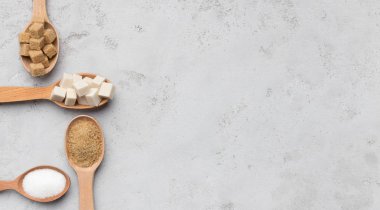 Şeker gri arka plan üzerinde farklı türde topluluğu