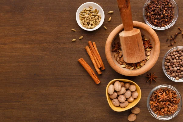 Mulled wine spices set mockup, top view — Stock Photo, Image