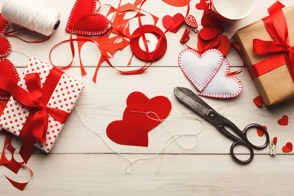 Valentine dag handgemaakte scrapbooking achtergrond — Stockfoto