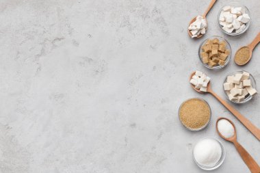 Şeker gri arka plan üzerinde farklı türde topluluğu