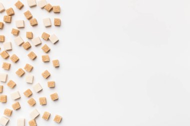 Rafine şeker desen beyaz arka plan üstten görünüm