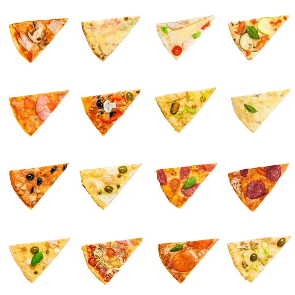 Set of pizzas segments, top view — Stock Photo, Image