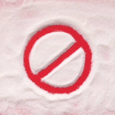 Stop prohibition sign on white sugar background clipart