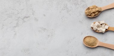 Şeker gri arka plan üzerinde farklı türde topluluğu