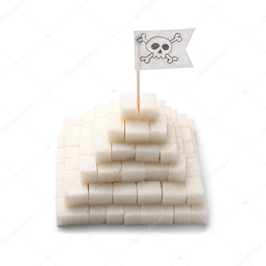 White sugar pyramid with blackjack on top