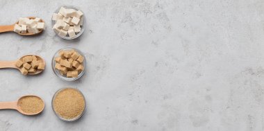 Şeker gri arka plan üzerinde farklı türde topluluğu