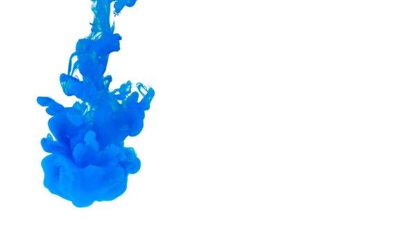 Cor Acrílica Azul Água Isolada Sobre Fundo Branco Abstrato Panorama — Fotografia de Stock