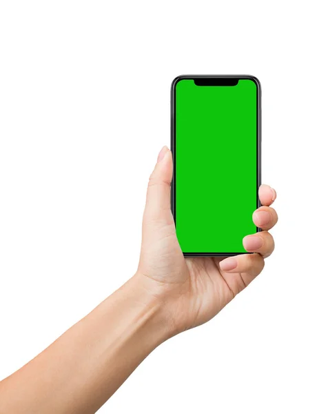 Smartphone cu ecran verde pentru mockup chroma cheie — Fotografie, imagine de stoc