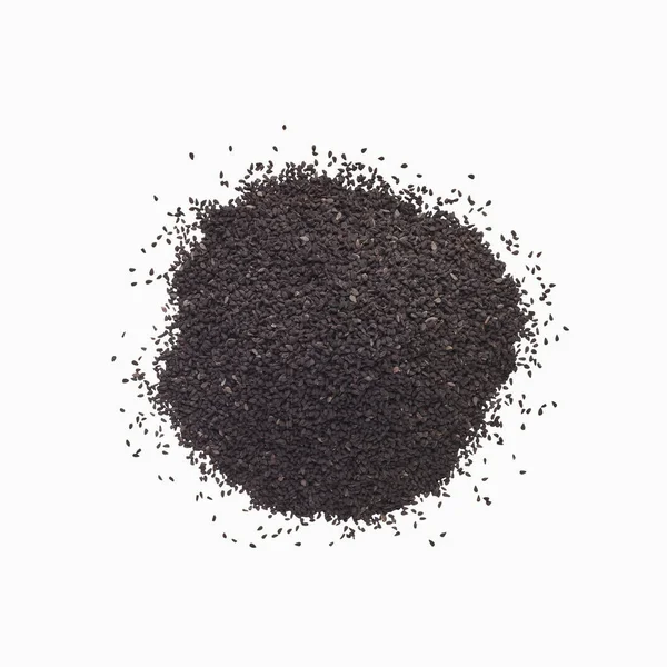 Montón de semillas de sésamo negro sobre fondo blanco —  Fotos de Stock