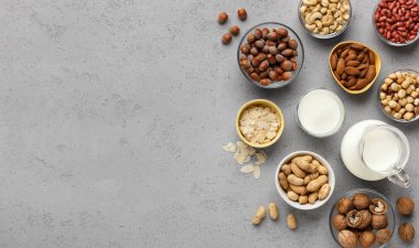 Sigara süt süt kavramı, üstten görünüm, kopya alanı