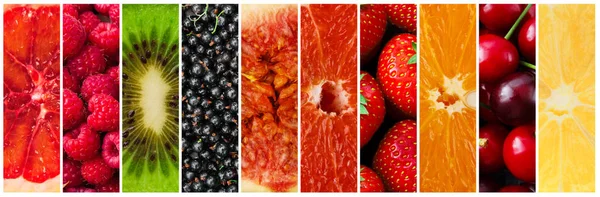 Коллаж из свежих фруктов и ягод — стоковое фото