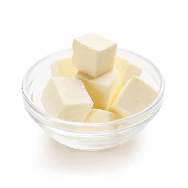 Kostky másla v misce — Stock fotografie