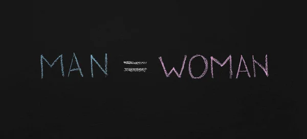 Word Man is equal Woman, chalkboard sketch — Stock Photo, Image