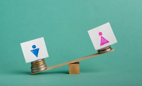 Illustratie van gender pay gap met kleurrijke stickers — Stockfoto