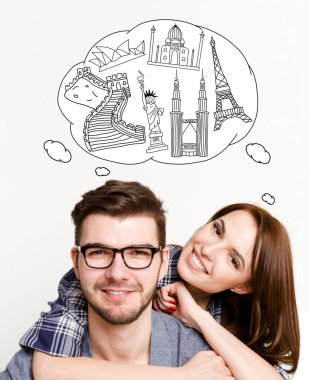 Love and travel concept clipart