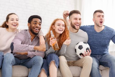Tezahürat arkadaş birlikte lig, izlerken futbol spor
