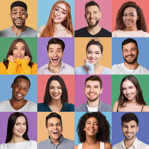 Set of male and female emotional portraits. — Stock Photo, Image