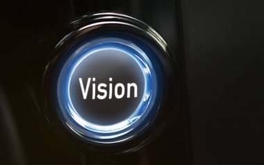 Button Vision geleceği işaret ediyor, mavi ışıklı siyah