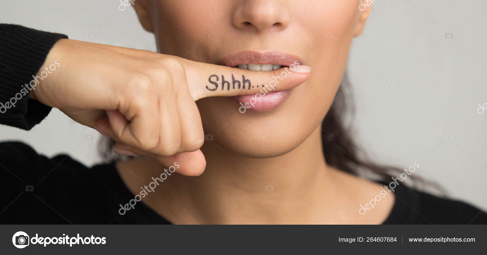 pics Shhh Finger shh womens secrets shhh written on the finger stock photo by c milkos 264607684