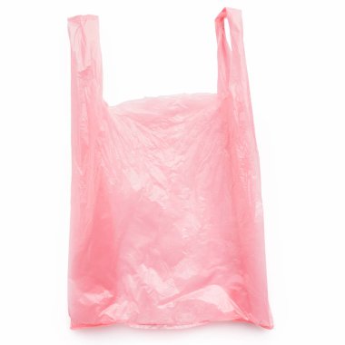 Beyaz pembe plastik torba