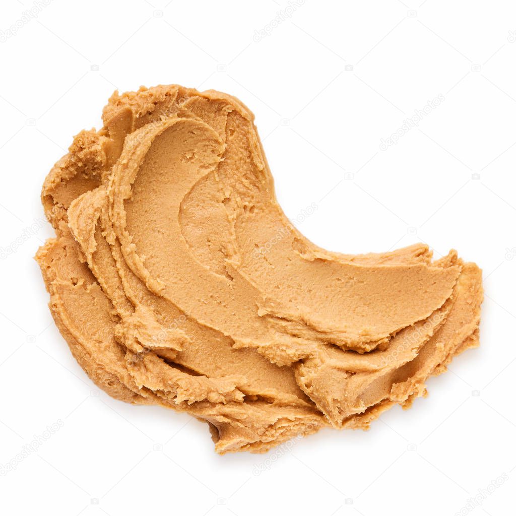 Smear of peanut butter on white