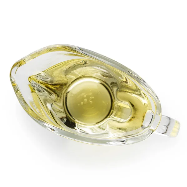 Olive oil in glass jar on white — Stock Photo, Image