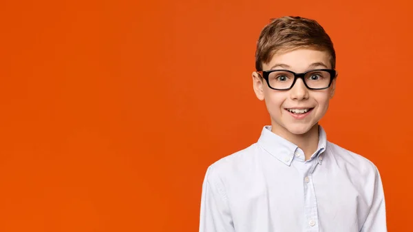 Retrato de niño lindo de la escuela en gafas — Foto de Stock