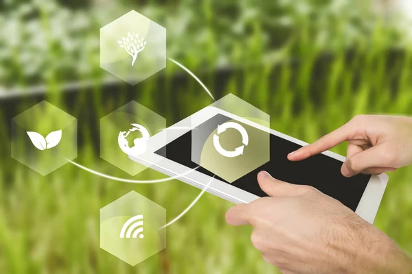 Icone virtuali dell'app mobile agricola e del tablet — Foto Stock