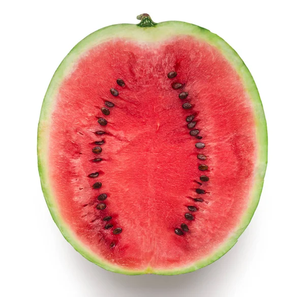 Hälfte frische rote reife Wassermelone weiß — Stockfoto