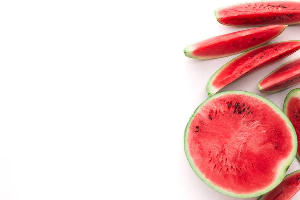 Cut fresh red watermelon on white background — Stock Photo, Image