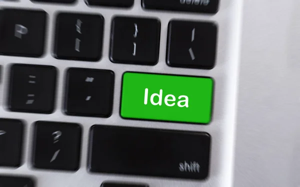 Idea tekstu na zielonym przycisku klawiatury komputerowej — Zdjęcie stockowe