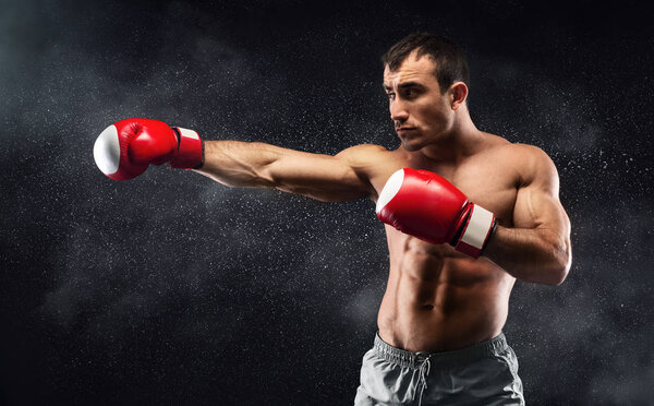 Young attractive man boxer is ready to deal