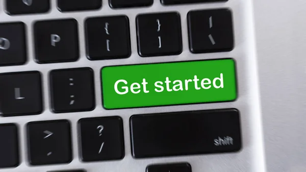 Computer toetsenbord met groene knop aan de slag — Stockfoto