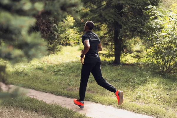 Atleta Masculino Jogging On Trail In Park — Fotografia de Stock