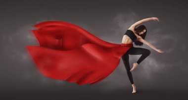 Ağırlıksız etek dans beceri gösteren zarif kadın Dancer