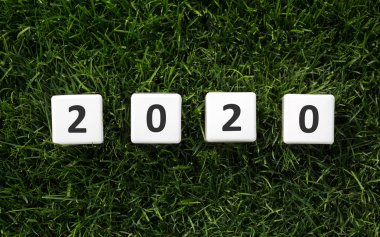 Yeşil çim açık büyük beyaz 2020 metin