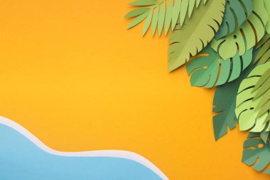 Summer creative wallpaper with tropical resort near the water clipart