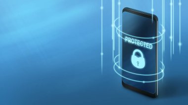 Ekranda neon kilidi olan korumalı telefon