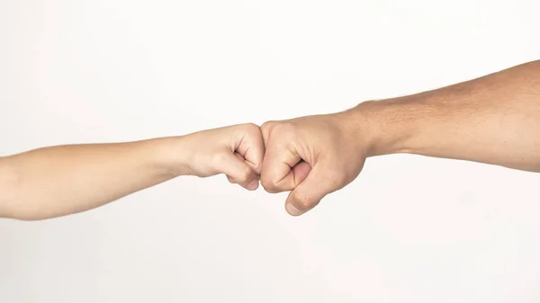 Father and son bumping fists, gesture of agreement — Stock Photo, Image