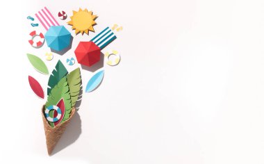 Beyaz waffle kornet yazlık beach resort kavramı